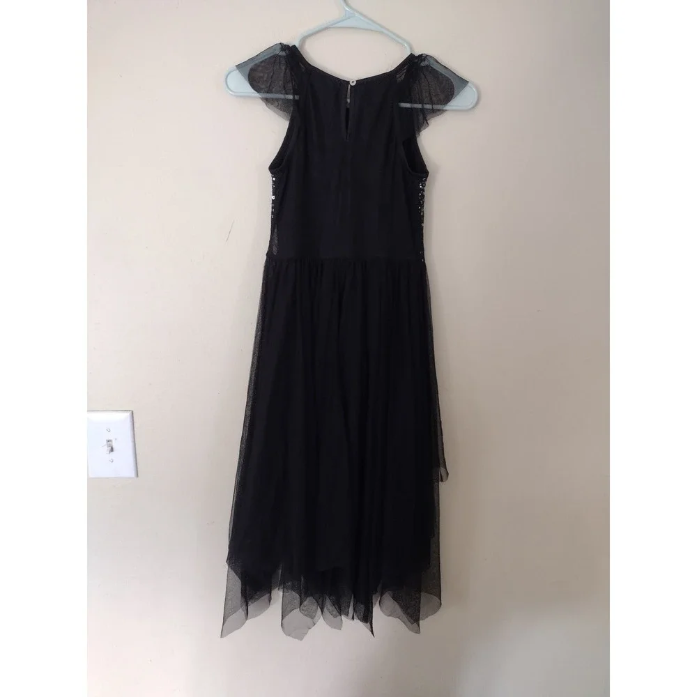 Cat & Jack Girls Black Sequin Tulle Dress Size M‎ 7/8 Flutter Sleeve Holiday